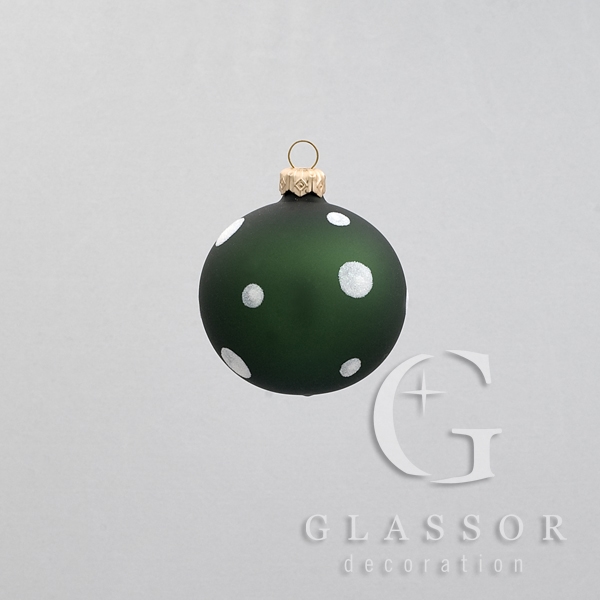 Vánoce - Koule zelený mat, dekor Φ 6 cm