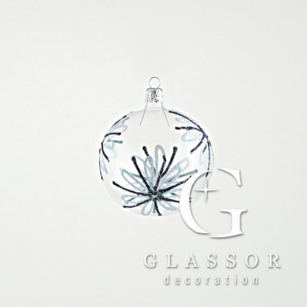 Vánoční koule transparentní, dekor &#934; 7 cm