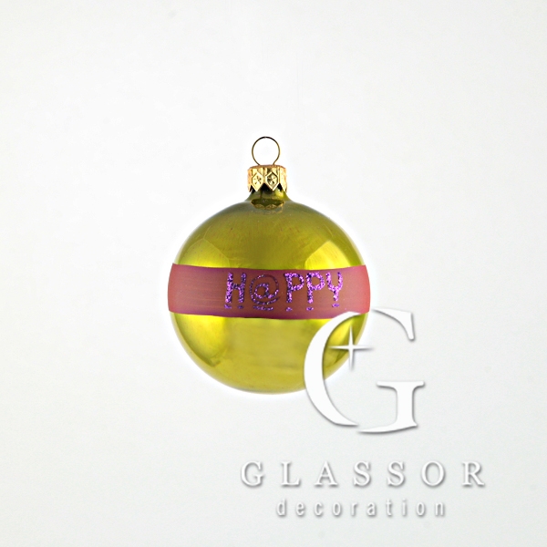 Vánoční koule zlatá s pruhem Φ 7 cm