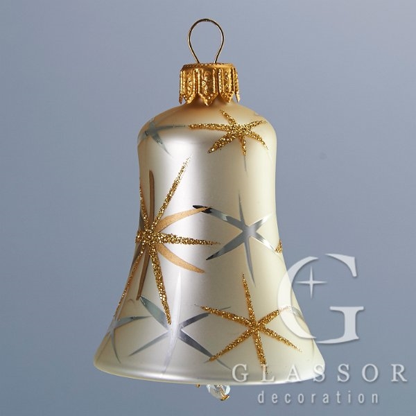 Vánoční zvonek krémový s hvězdami