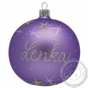 Skleněná vánoční  koule se jménem fialová