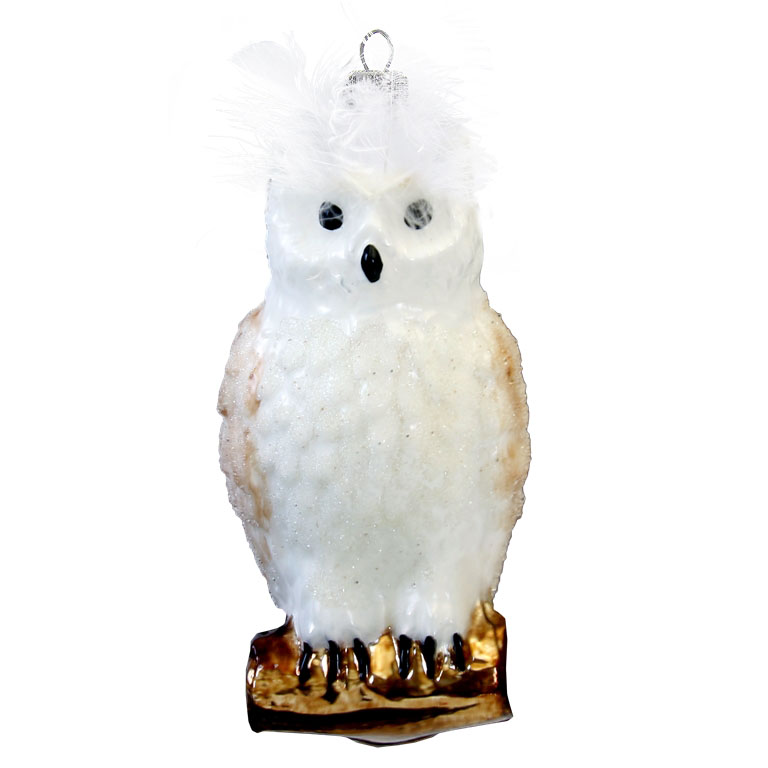 Hibou en verre blanc