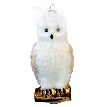 Hibou en verre blanc