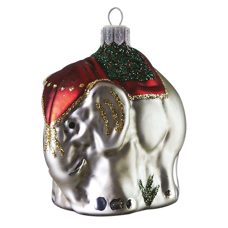 Vánoční ozdoby, slon se zeleným sedle