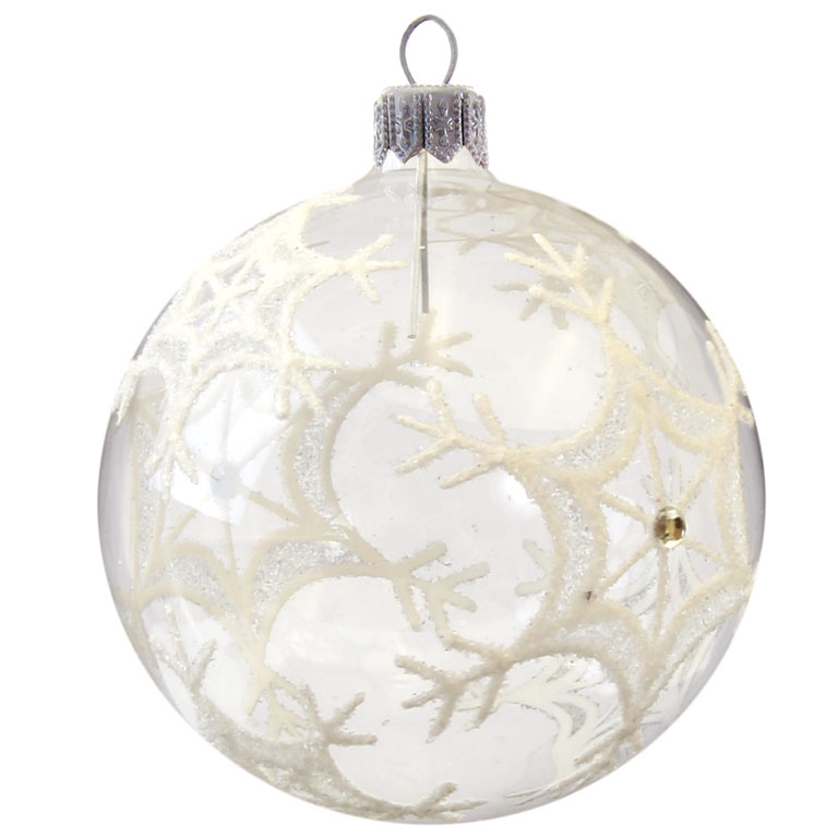 Boule de Noël transparente à décor d'étoiles blanches – 6 cm ...