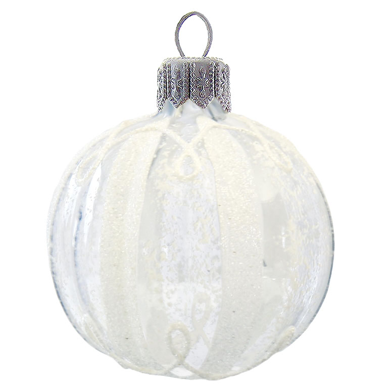 Boule transparente avec décor blanc