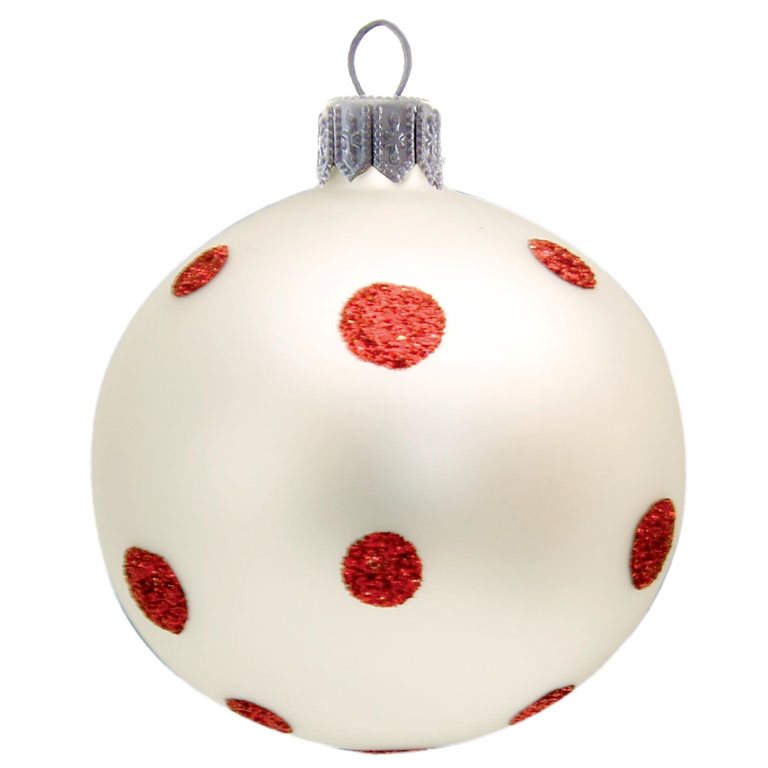Vánoční koule bílá puntíky