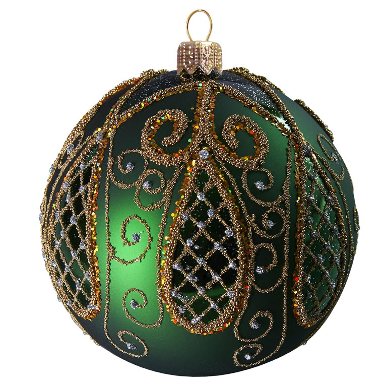 Vánoční dekorace koule zelená s dekorem