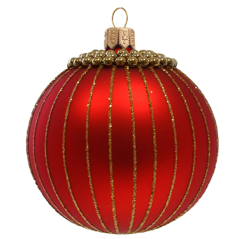Boule rouge de lignes dorés