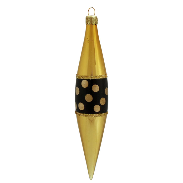 Raketa 8 x 4 cm zlatý lak dekor černý s puntíky