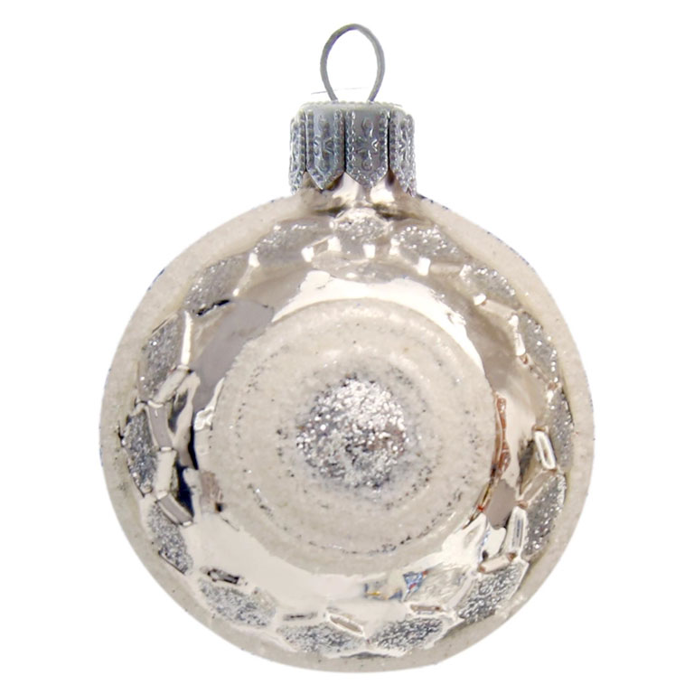 Vánoční koule stříbrná s kruhy, dekor &#934; 4cm