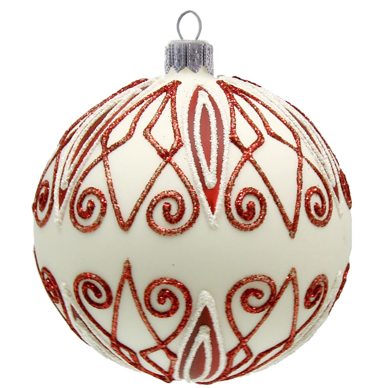 Boule blanche à décor rouge