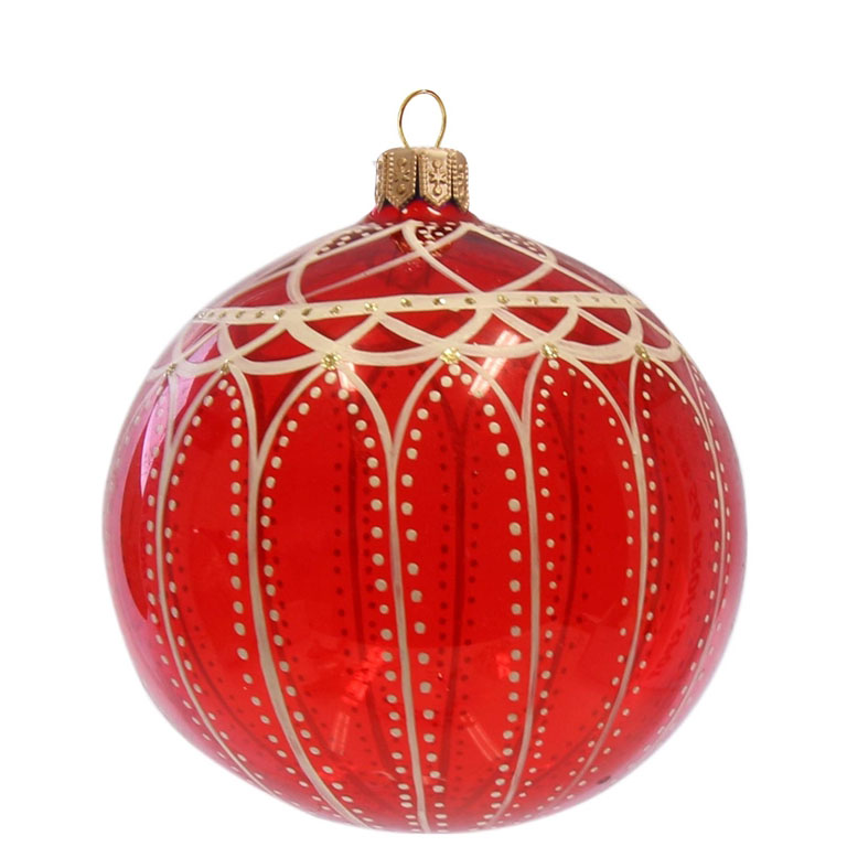 Boule de Noël rouge avec décor or