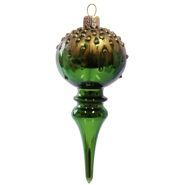 Volný tvar 15 cm - zelený lak zamalované tečky bronzem