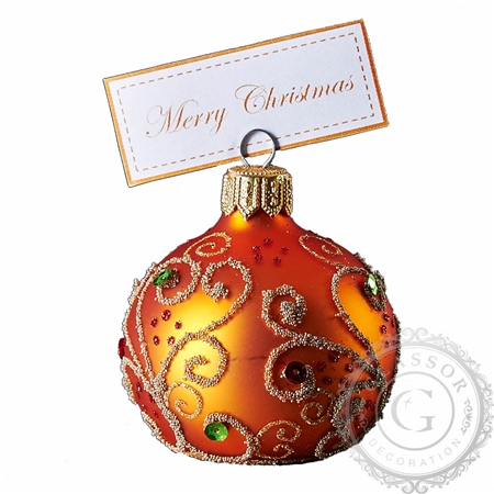 Porte-nom de Noël en couleur orange avec strass