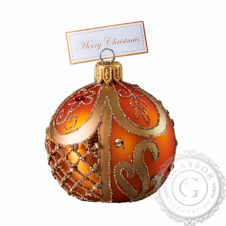 Porte-nom de Noël orange avec strass