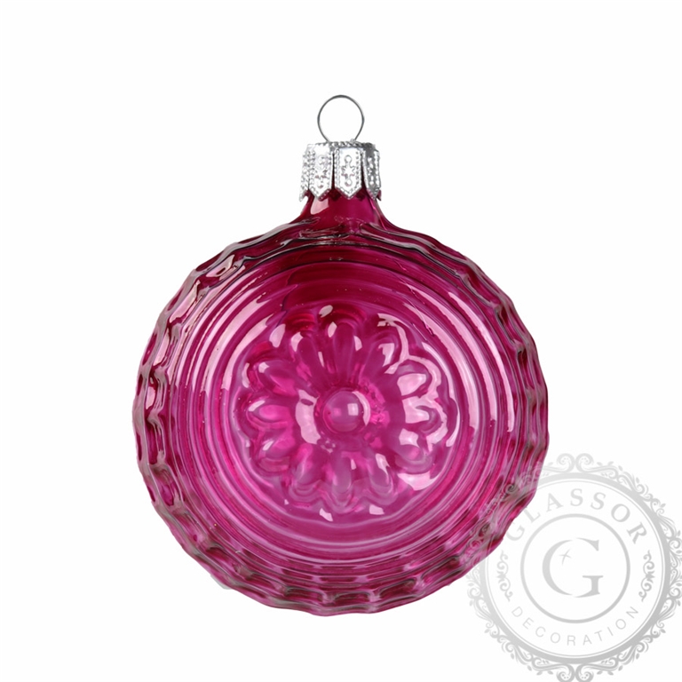 Boule en verre rose motif fleur