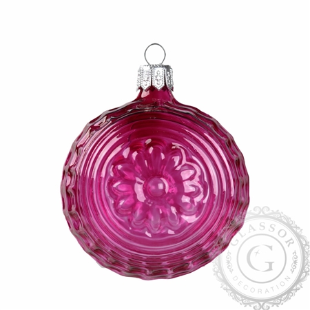 Boule en verre rose motif fleur