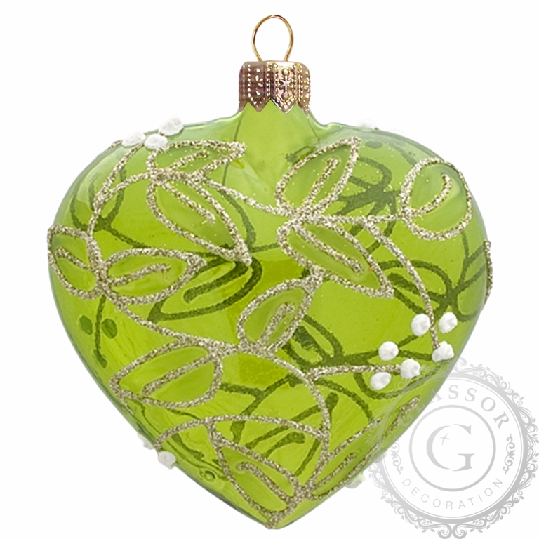 Vánoční srdce zelené s dekorem