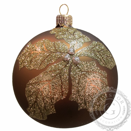 Boule de Noël marron fleur dorée