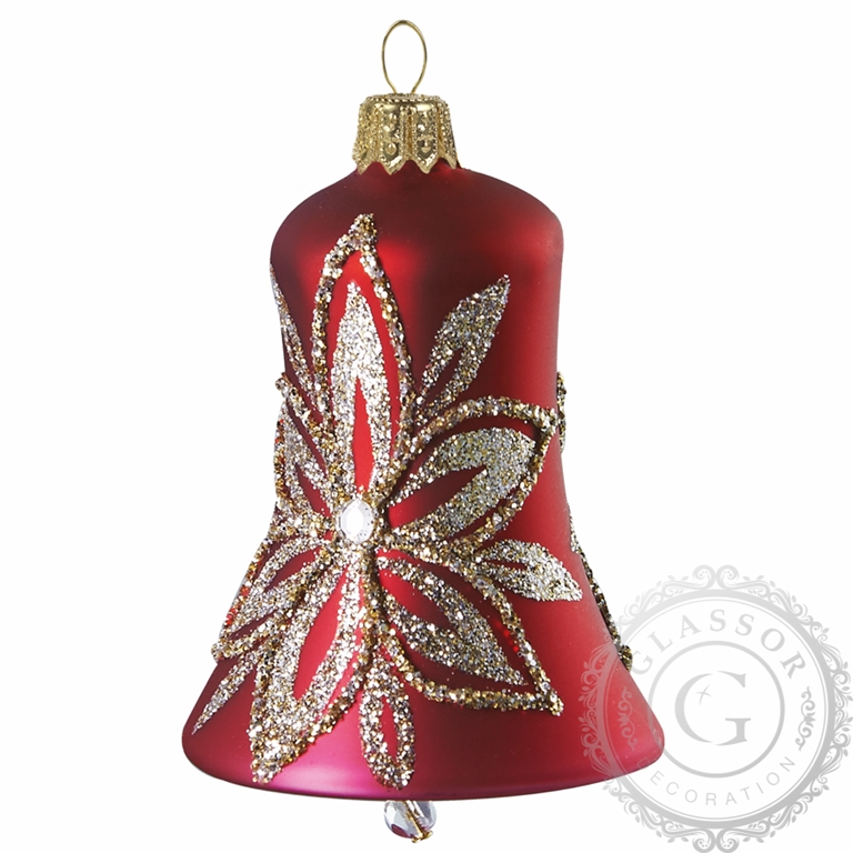 Cloche de Noël rouge, fleur de platine