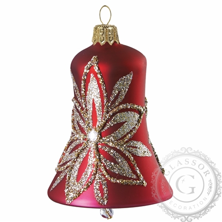 Cloche de Noël rouge, fleur de platine