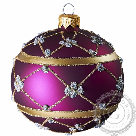 Boule de Noël violette avec décor