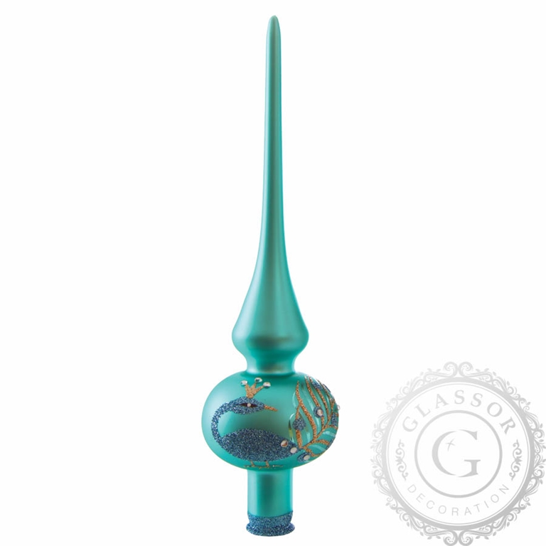 Pointe en verre turquoise paon