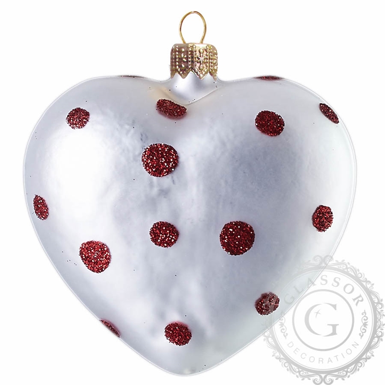 Vánoční srdce bílé puntíky