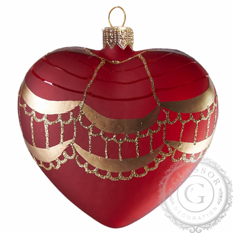Vánoční srdce červený mat velké