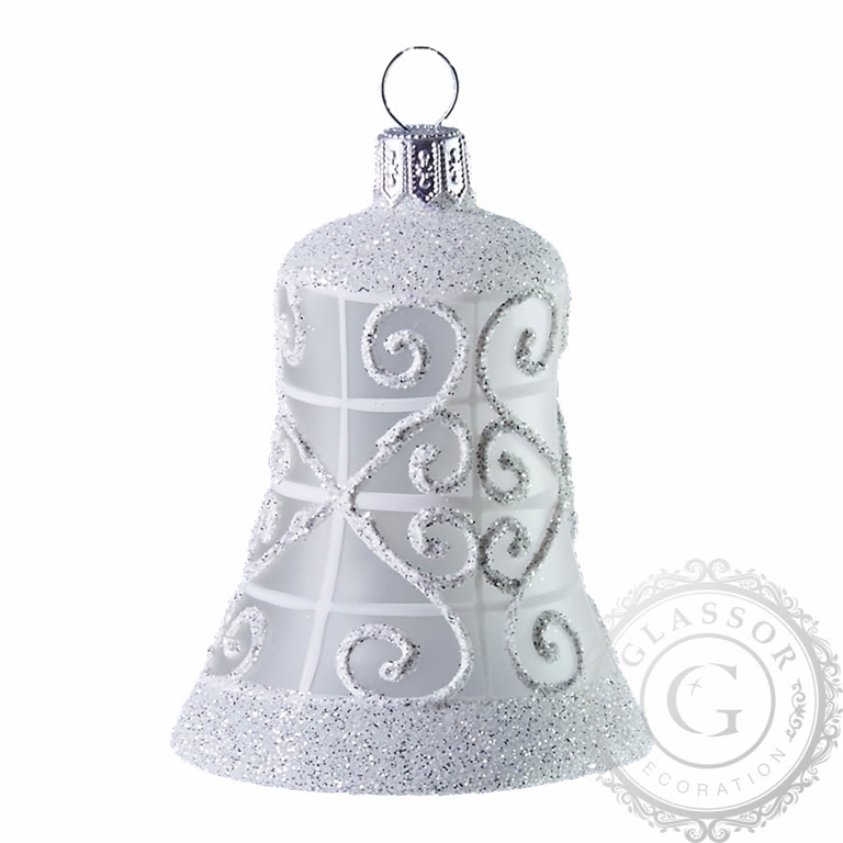 Vánoční zvonek s bílým dekorem