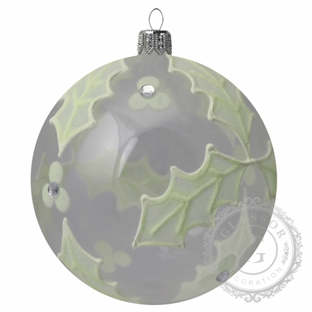 Boule de Noël transparente avec décor houx phosphorescent