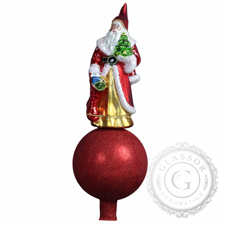 Maxi pointe avec le Pere Noël sur une boule rouge