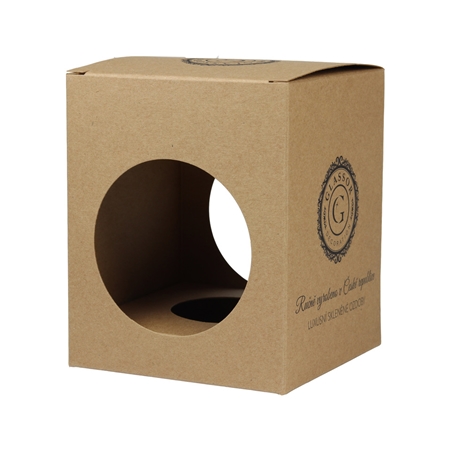 Boîte cadeau kraft avec une vue des boules de 8 cm de diametre