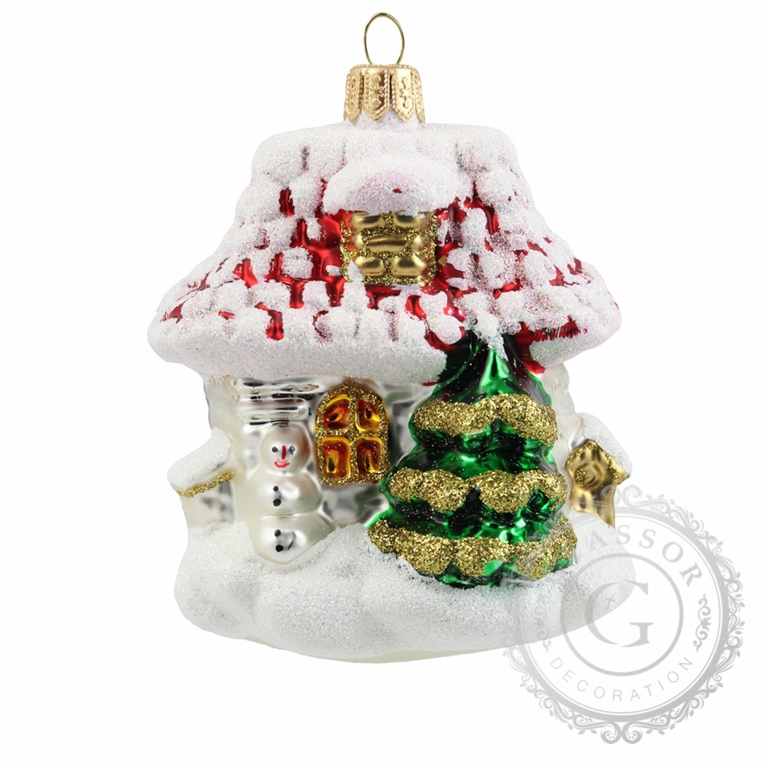 Vánoční dekorace domek se sněhulákem
