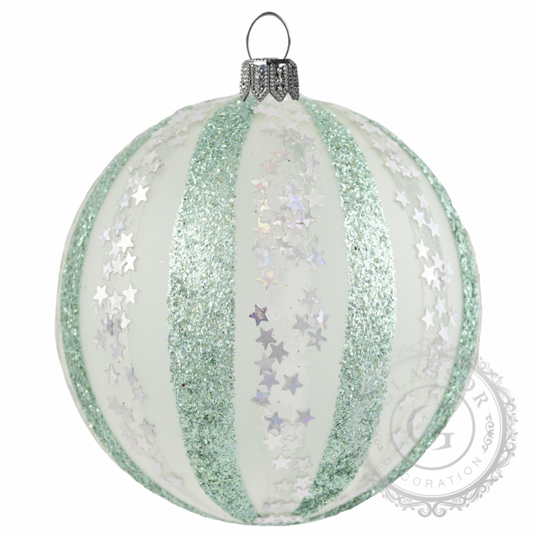 Boule de Noël transparente décorée de rayures et d'étoiles