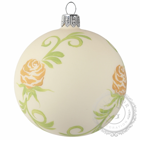 Boule en verre crème fleurs