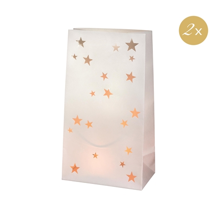 Set de 2 lanternes en papier avec des étoiles