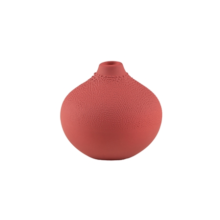 Vase en porcelaine rouge brique avec des gouttelettes