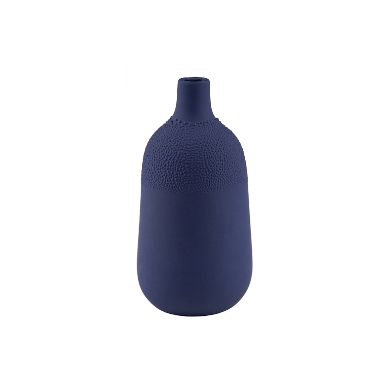 Vase en porcelaine de couleur indigo avec des gouttelettes