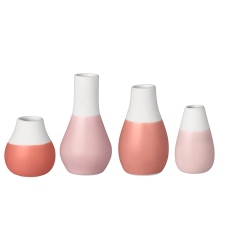 Set de mini vases aux teintes pastel corail