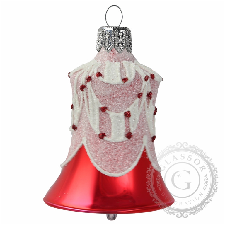 Zvonek světle červený s bílým dekorem