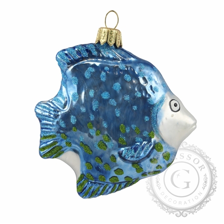 Skleněná ryba modro-zelená