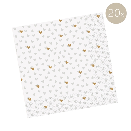 Serviettes de table, mini-coeurs