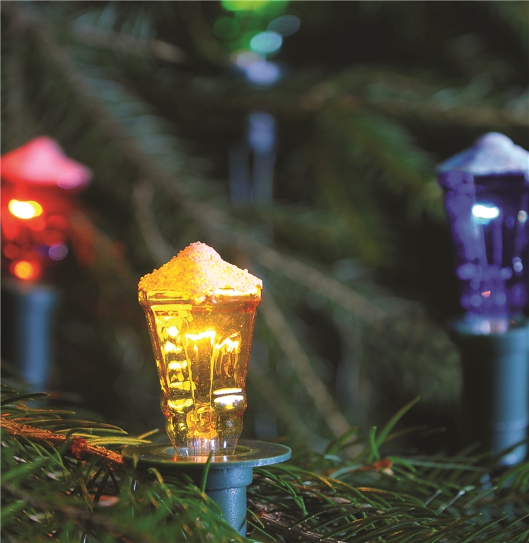 Lumières de Noël avec lanternes en verre multicolores