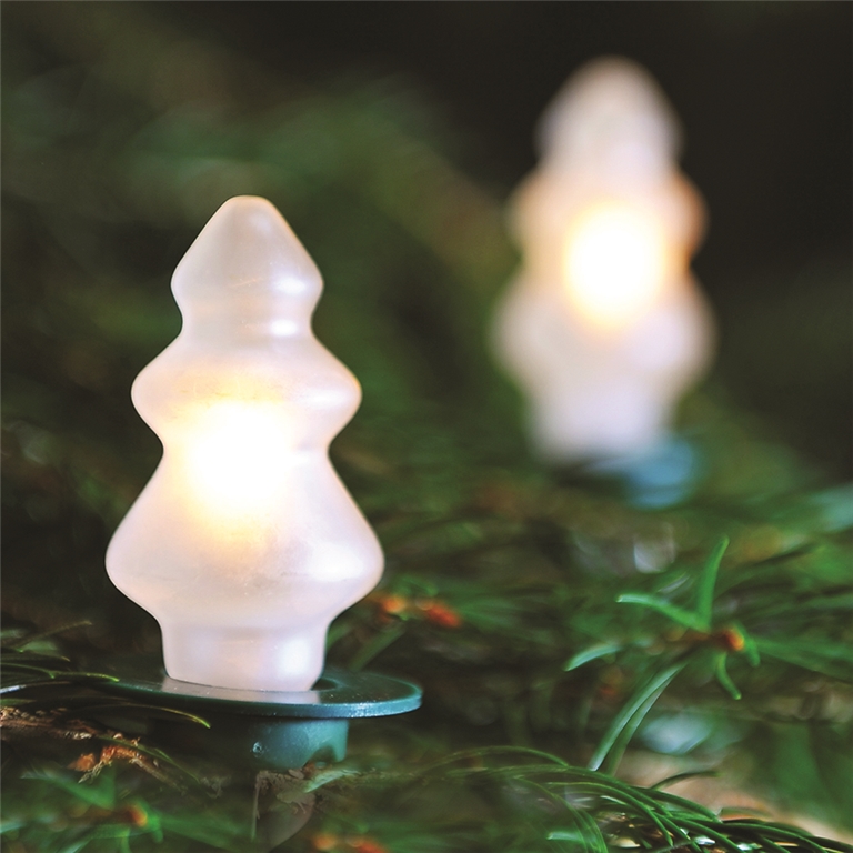 Lumieres blancs avec des ampoules en verre Sapins