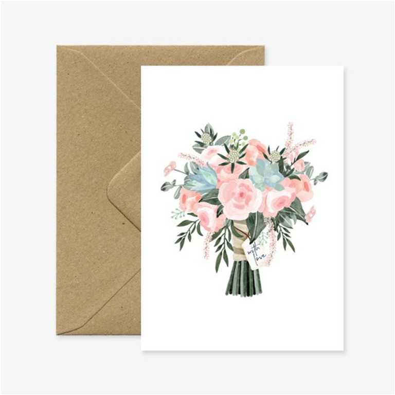 Carte cadeau bouquet de pivoines