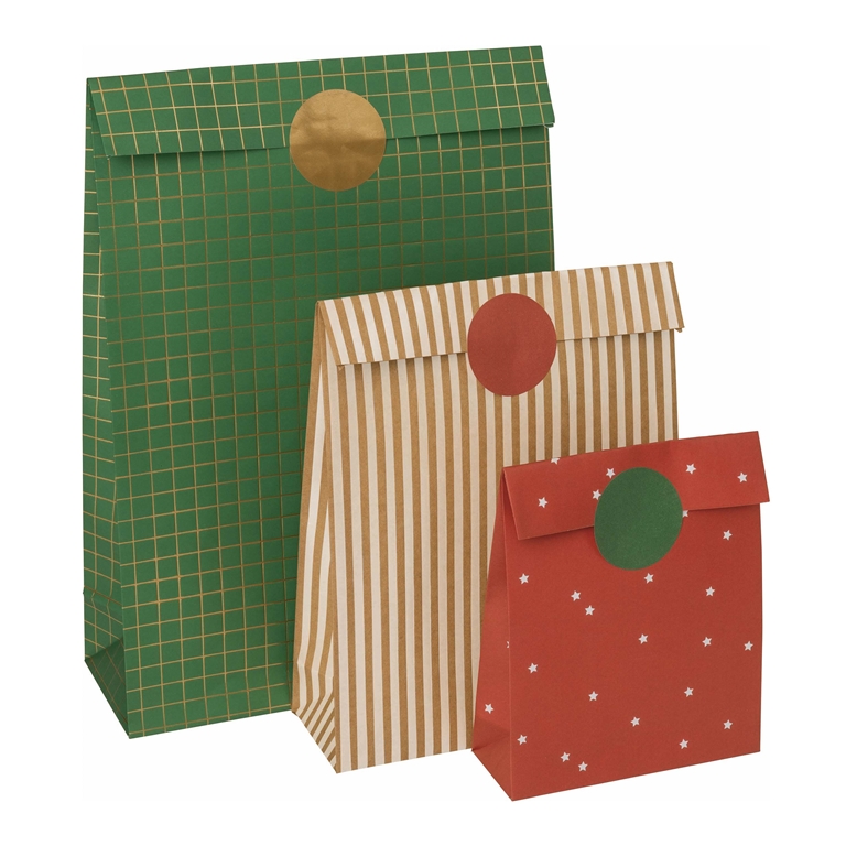 Set de sacs en papier aux couleurs festives