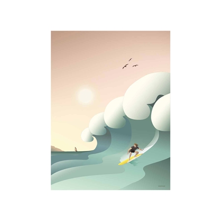 Carte-cadeau / carte de voeux avec surfeur sur une grosse vague