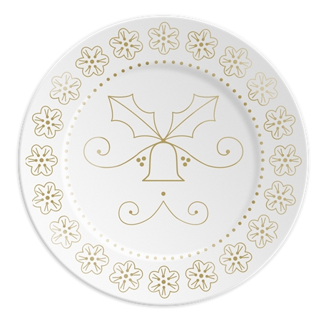 Assiette en porcelaine avec une cloche dorée